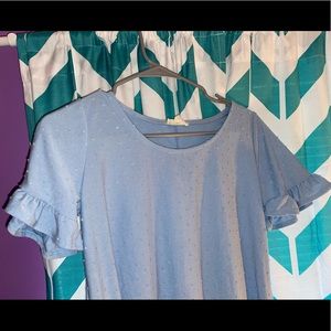 Blue baby doll dress w/ ruffle sleeves